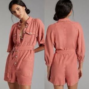NWT Anthropologie Pilcro Everyday Romper in Coral S
